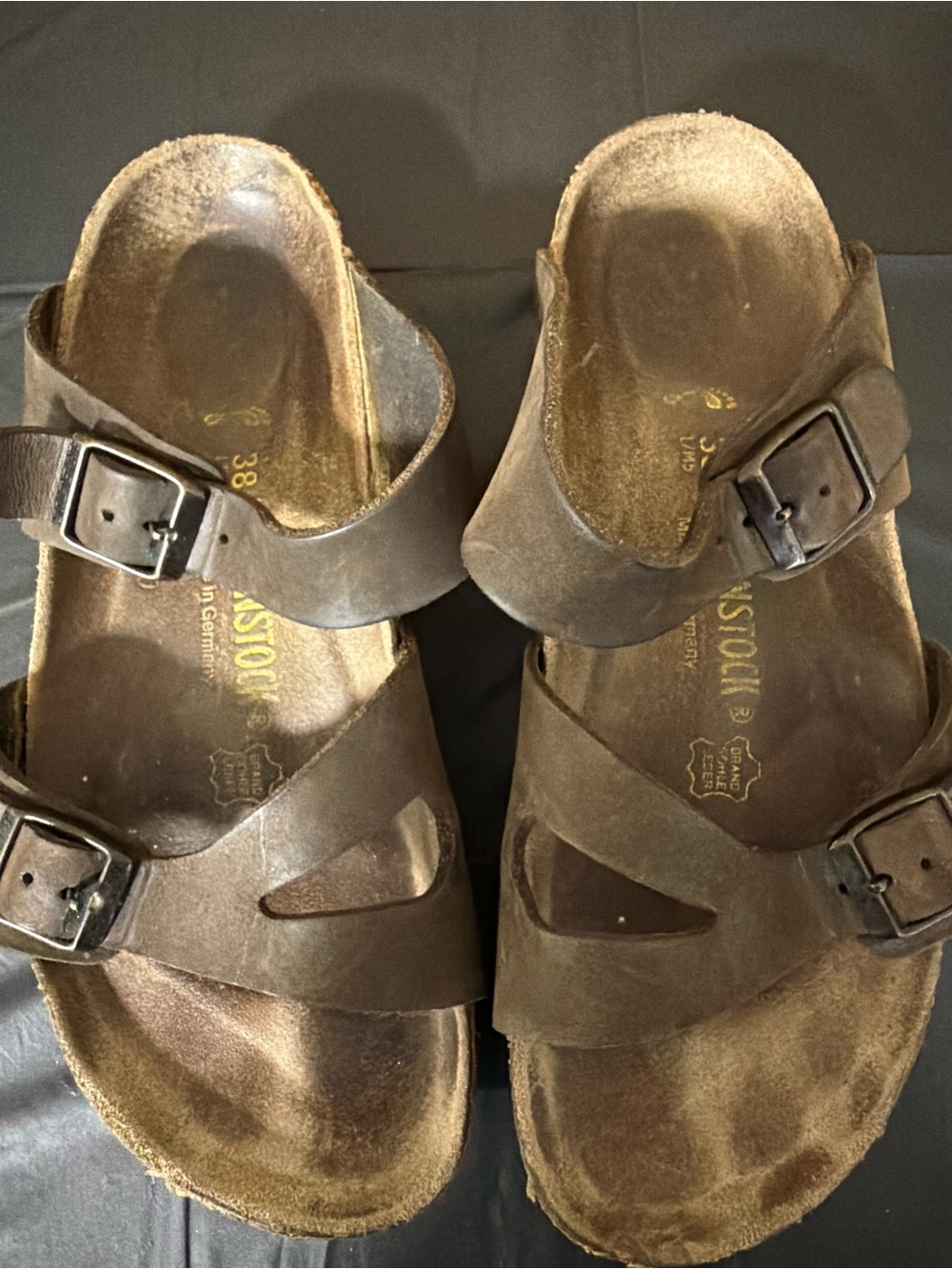Birkenstock Brown Kids Two-Strap Buckle Sandals